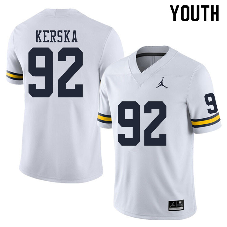 Youth #92 Karl Kerska Michigan Wolverines College Football Jerseys Sale-White